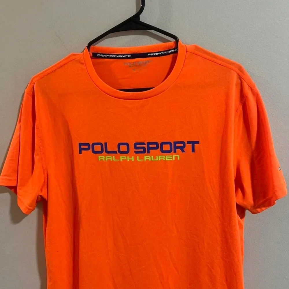 Polo SPORT Ralph Lauren Retro Thermovent Orange T Shirt Spellout MENS M‎